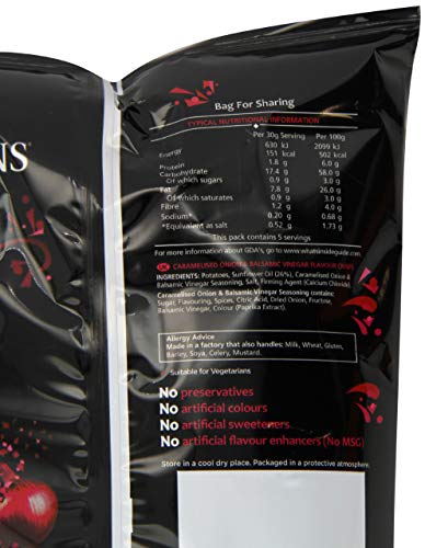 Sensations Balsamic Vinegar & Caramelised Onion Thick Cut Vegetarian Potato Crisps, Sharing Bag 150g