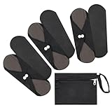 7pcs Set 1 pc Mini Wet Bag +6pcs Absorbent Reusable Sanitary Pads/Washable Cloth Menstrual Pads(Black,M)
