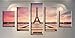 Wowdecor Wall Art 5 pezzi tela pittura stampe di immagini – Torre Eiffel immagini pittura stampa giclée su tela, manifesti Wall Decor Gift – senza cornice, large