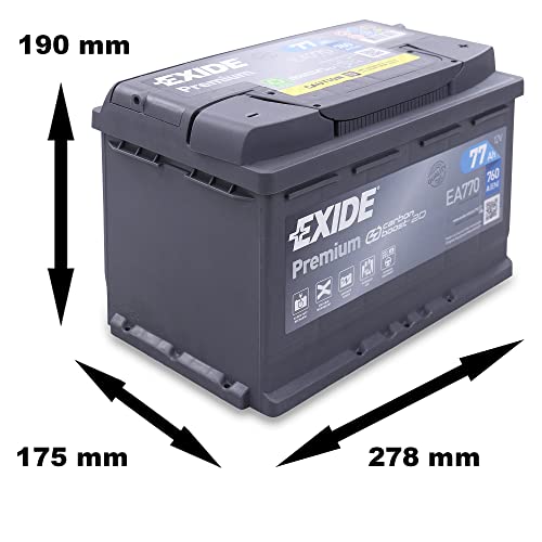 Exide EA770 Autobatterie 12V 77Ah 760A für PKW und KFZ