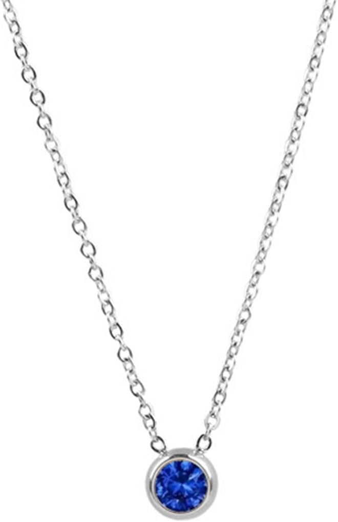 Jude Jewelers Stainless Steel Birthstone Classic Plain Solitaire Style Collar Statement Party Necklace