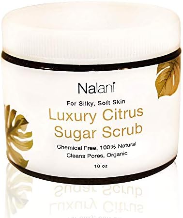 Nalani Sugar Citrus Body Scrub-10 Ounce- Anti-Ageing, Anti-Wrinkle, Exfoliating, Moisturizing & Hydrating Action-Natural Daily Scrub for Body, Legs, Arms+ Hands- Citrus, Avocado Oil + Apricot Kernel