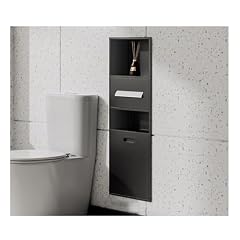 Stainless Steel Bathroom Niche Recessed Organizer with Garbage Can Water-Proof Shower Shelf Storage Caddy for Home Hotel Apartment