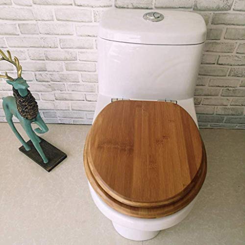 Toilettensitz, Bambus-Massivholz-Toilettendeckel mit verlangsamter Stummschaltung, verdickter, Oben montierter Badezimmerdeckel