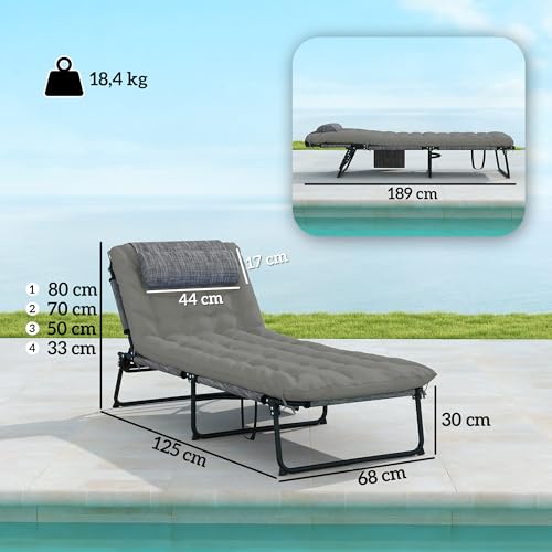 Lot 2 transats pliables avec matelas 5 cm - Outsunny