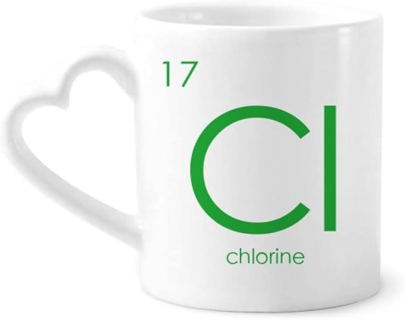 Chemistry Elements Period Table Halogens Element Chlorine Cl Mug Coffee Ceramic Drinkware Glass Heart Cup