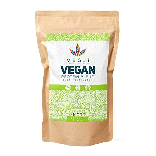 VEGJi Vegan Protein Blend 1000g | Erbsen-, Reis- & Hanfprotein | Hoher Proteingehalt | Natürliche Zutaten | Ohne Aroma & Süßungsmittel (Natur) Cover