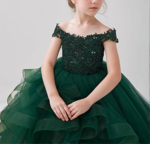 dideyttawl Flower Girls Wedding Guest Dress Floor Length Puffy Tulle Lace Appliqued Formal Dresses 0072