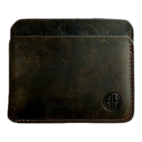 ZeroFold Slim Credit Card Holder – Men's Minimalist Handmade Full Grain Leather Wallet, Hand-Burnished & Oiled Finish, Super slim & Holds up to 8 Cards