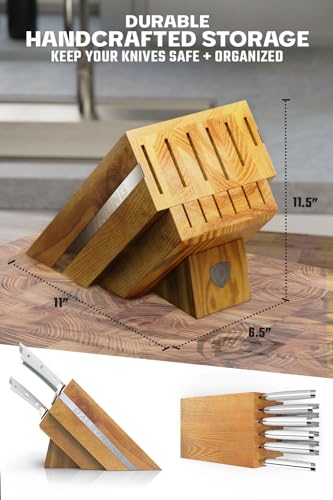 DALSTRONG 12-Piece Knife Block Set - Gladiator Series Elite - White Handles - German HC Steel - Hand-Made Manchurian Ash Wood Block - NSF Certified - Image 3