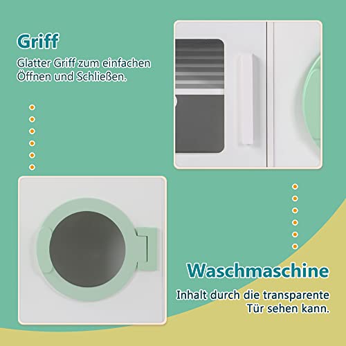 Chefkochküche aus Holz Spielküche mit Herd, Spüle, Wasserhahn, Ofen, Pfanne, Dunstabzug, Kaffeemaschine, Mikrowelle… – Bild 7