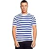 MISHOO Men's Striped T-Shirt, omfortable Everyday Wear, Shorts Sleeve T-Shirt, Mens Breathable Round Neck T-Shirts, Mens Cotton Regular Fit Shirts (UK, Alpha, XL, Regular, Regular, 1, White & Blue) #4