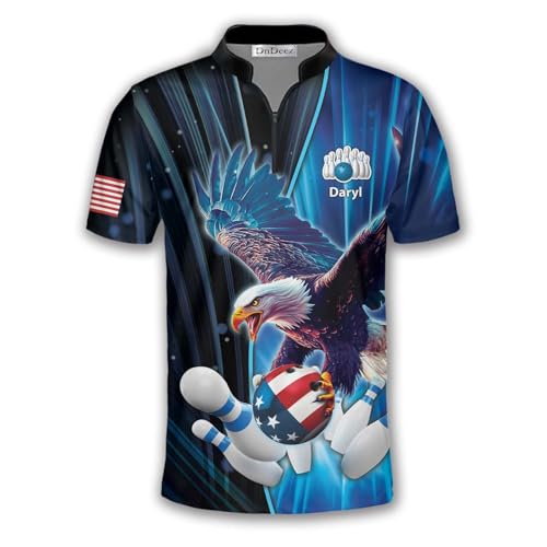 Custom Bowling Shirts for Men, Bowling Jerseys Unisex Polo Animals Wolf Bear Eagle, Sizes S - 5XL