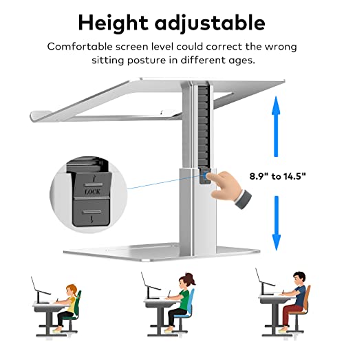 Vecofo Laptop Stand For Desk, Ergonomic Aluminum Laptop Stand Adjustable Height From 7-15", Sitting And Standing Laptop Riser For 10-17" Notebook (Silver) #TOP2