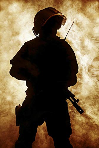 Posterazzi Russian Special Forces Operator in Bulletproof Helmet in The Smoke and Fire Photo Print 11x17