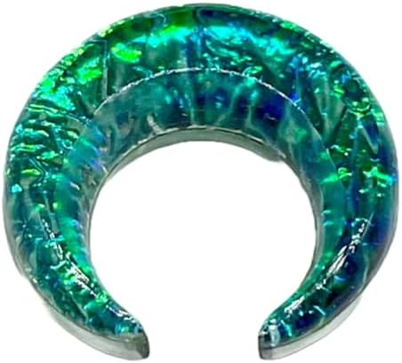 Green Opal Glitter Glass Stone Septum Pincher Nose Ring Size 12g-1/2in