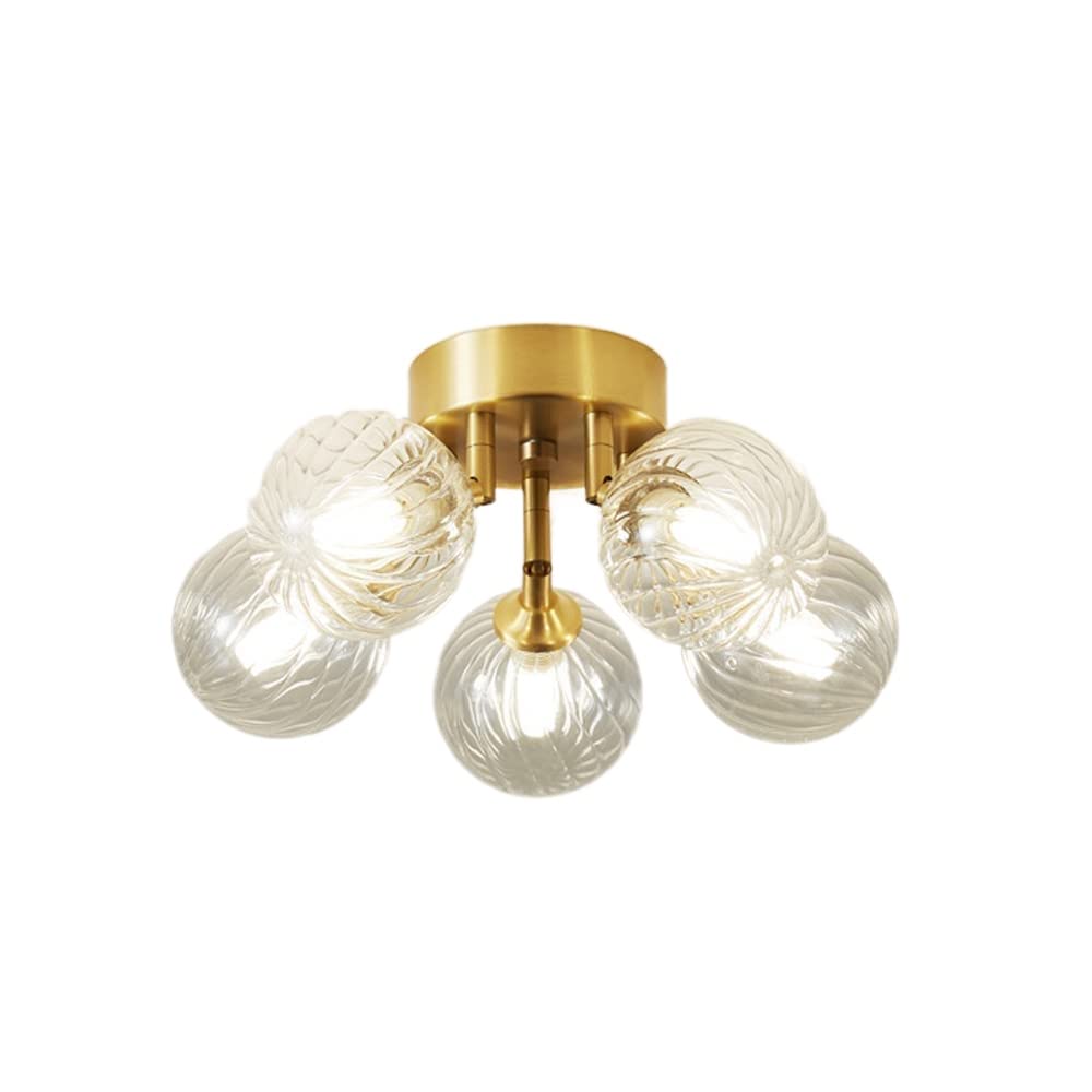 Plafonnier moderne en laiton encastré avec boules de verre LED