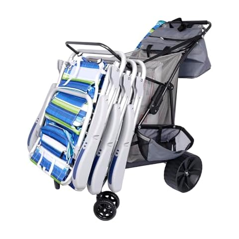 Ultimate Buggy Beach Cart with Big Wheels for Sand, Wide Wheel Wagon with Insulated Cooler Bag, Body Board and Umbrella Holder | 100 lbs Capacity Cover