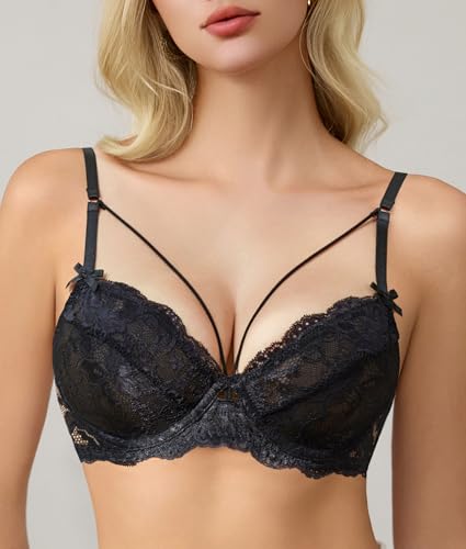 Avidlove Women's Sexy Lace Bra Sheer Balconette Unlined Underwire Strappy Bras Everyday Bras2