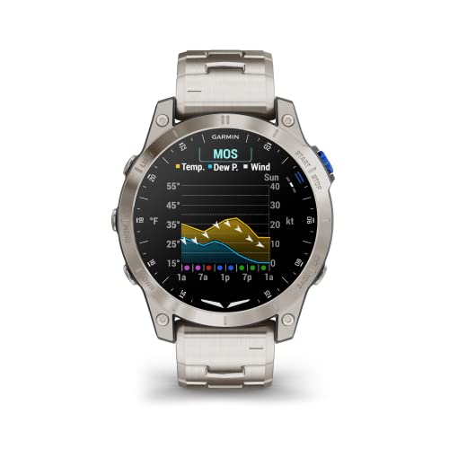Garmin D2™ Mach 1, Touchscreen Aviator Smartwatch With Gps Moving Map, Aviation Weather, Health And Wellness Features And More, Vented Titanium Bracelet #TOP5