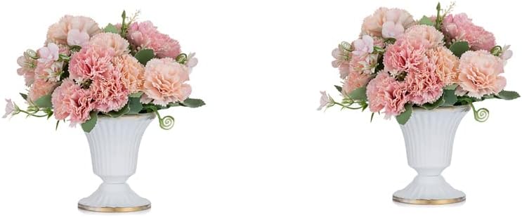 Nuptio Pcs of 2 Mini Sized Metal Wedding Centerpieces Vase for Wedding Party Decoration, 10cm/3.94" Tall Trumpet Vase Flower Holder for Anniversary Ceremony, White