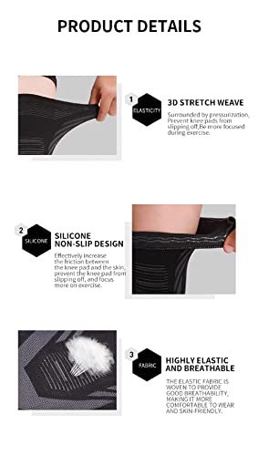 Qiongqin 2 Packknee Brace For Women And Men -Compression Knee Sleeves For Knee Pain-Knee Support For Arthritis Pain, Meniscus Tearing, Running,Volleyball And Sports(Black, L) #TOP2