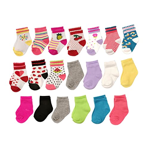 Baby Elements 20 Pair Baby Girl Anklet Socks Prints,Stripes And Solids (As1, Age, 0_Month, 12_Months) #TOP1