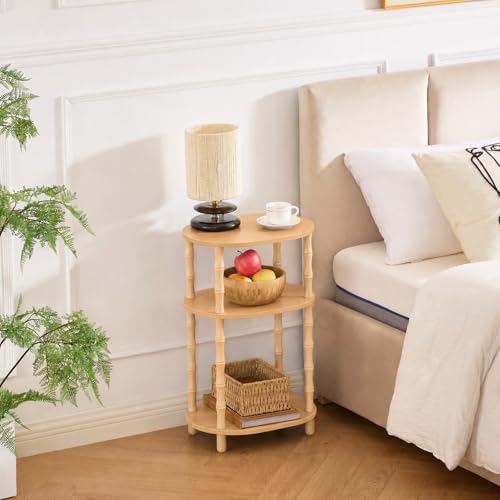 Orvado Side Table, 3-Tier Oval Accent Small End Table, Modern Oval Nightstand Accent Table for Small Space, Bedrooms, Living Room, Easy to Assemble, Natural — view 5
