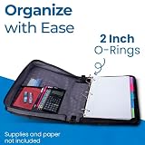 Case-it Uniwersalny segregator na zamek błyskawiczny, 6 cm O-ringi, wyściełana kieszeń, pomieści laptopa/tablet 13 cali, wiele kieszeni, pojemność 400 stron, z paskiem na ramię, niebieski (Midnight