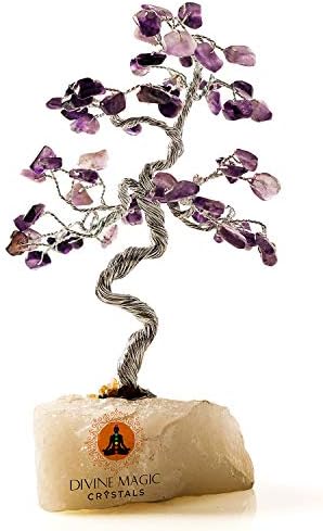 Divine Magic Amethyst Crystal Tree of Life Meditation Gifts | Healing Crystal Good Luck Bonsai Tree Purple Housewarming Gift Spiritual Items