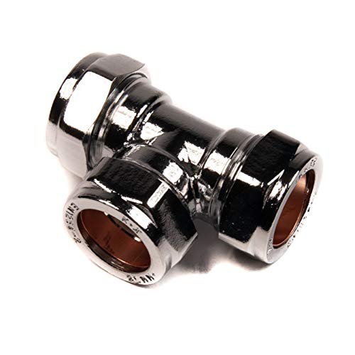 Image of 22mm Compression Equal Tee Chrome Plumbing Pipe Fitting Thunderfix