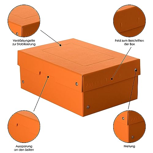 Original Falken PureBox Pastell. Made in Germany. 100 mm hoch DIN A5 orange. Aufbewahrungsbox mit Deckel aus stabilem Karton Vegan Geschenkbox Transportbox Schachtel Allzweckbox