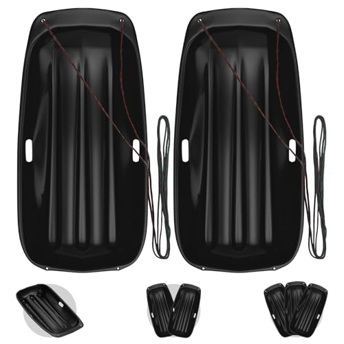 2 Pack Snow Sled for Kids with 16.5ft Pull Rope