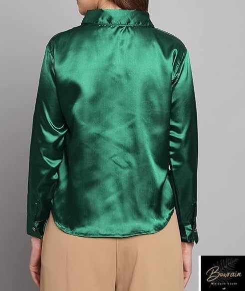 Image of Bowrain Women's Full Sleeves Satin Shirt