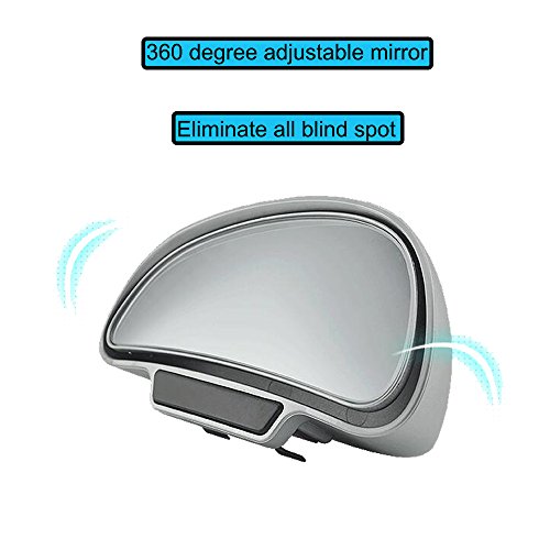 Side View Blind Spot Mirror, Car Mirror Wide Angle Side Mirror 360 Degree Adjustable Attach On Rear View Mirror for Vehicle SUV Motorcycle - 1 PAIR OF LEFT & RIGHT, SILVER HOUSING - Thumbnail 3