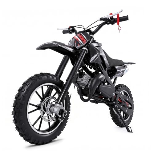 Image of Kids 50cc Dirt Bike,2-Stroke Gas Mini Bike,Black,2026 Upgraded | Kids Dirt Bike for 8-14 with Front Rear Disc Brakes,10In Off-Road Tires,Shock Absorption,Seat Height 23.6in,Max Speed 40Mph