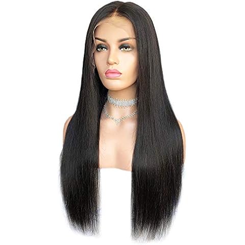 CBWIGS Glueless 360 Lace Frontal Wig Bleached Knots 100% Unprocessed Brazilian Remy Human Hair 180% Desnity (14 inch,Natual Color) Cover
