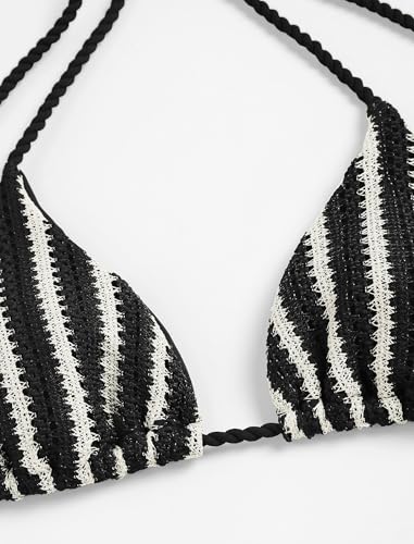 Image of ZAFUL 2 Piece Triangle Bikini for Women Knitted Rope Halter Bikini Sets Sexy Bathing Suit Side Tie Swimsuits Beachwear