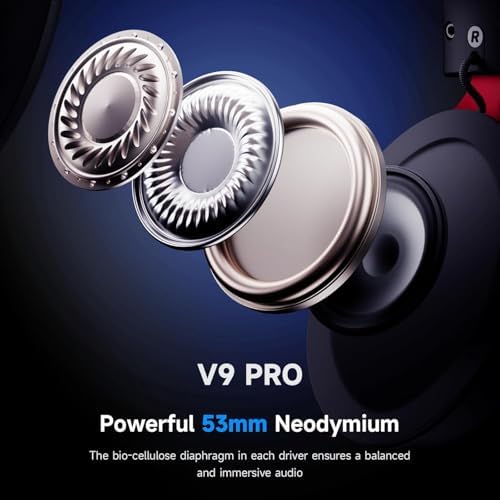 MCHOSE V9 Pro Black Red 7.1 Surround Kablosuz Gaming Kulaklık (HW-V9-4) - Görsel 2