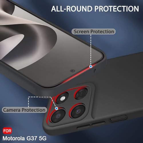 Image of TheGiftKart Sleek Back Cover Case for Motorola Moto G37 5G | Slim Fit Protective Design | Ultra Matte Finish | Camera Protection Bump | Soft Back Cover Case for Moto G37 5G (Silicone, Black)