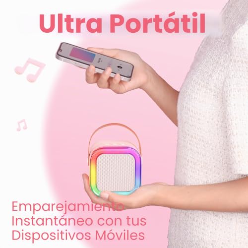 Altavoz Bluetooth niños Ankuka con luces LED y micrófono inalámbrico rosa 4