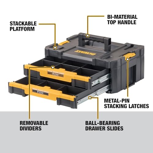 DEWALT TSTAK Tool Storage Organizer with Double Drawers, Holds Up to 16.5 lbs. (DWST17804) by DEWALT - Image 2