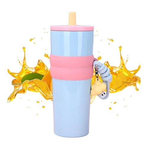 Generico Termica Isolata Per Caffè - Tumbler In Acciaio 304 Da 800ml Con Isolamento Termico | Antigoccia Isolante con Coperchio e Cannuccia per Palestra, Appuntamenti e Feste