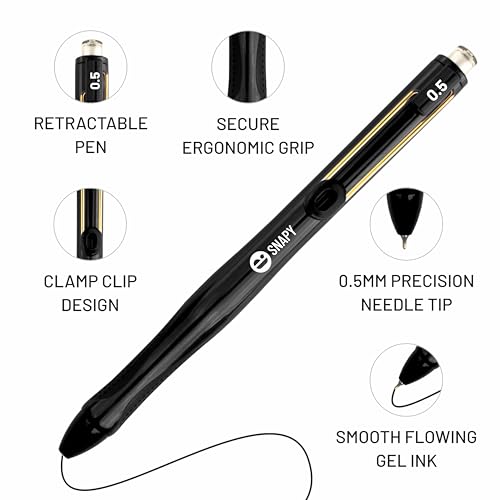 Image of Anupam Snapy Roller Gel Pen 0.5 mm, Waterproof Smooth Quick-Dry Dark Ink, Comfortable Grip Exam & Office Pen, Refillable (Black Body BlackInk, Pack of 6)