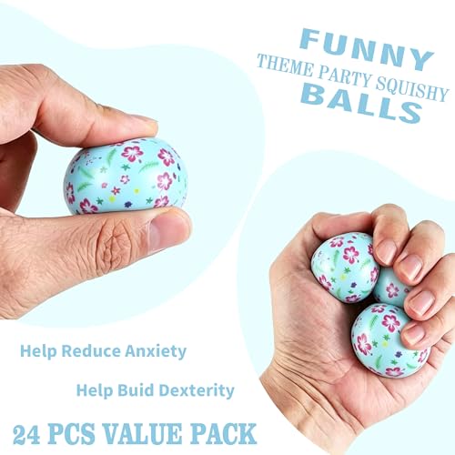 24Pcs Squishy Balls for Hawaii Birthday Party Favors Decorations Supplies,Squeeze Toys for Goodie Bags Pinata Stuffers, Party Games, Rewards Carnival Prizes — view 4