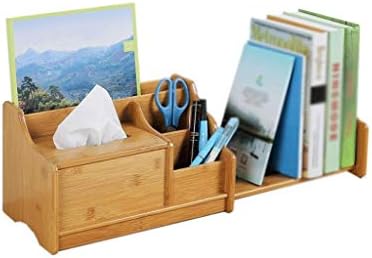 ZLDCTG Natural Bamboo Desk Organizer with Extendable Storage for Office and Home, Holder Media Rack