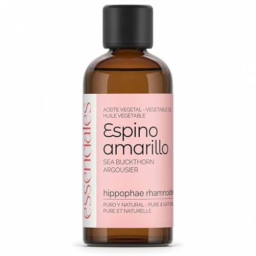 Essenciales – Olio Vegetale di Biancospino Giallo Vergine, 100% Puro e Naturale, 100 ml | Olio Vegetale Hippophae Rhamnoides Vergine, 1ª Spremitura a Freddo
