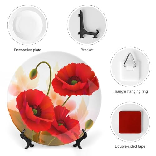 Plato decorativo Bone China Poppy Flowers 6 pulgadas miniatura 3