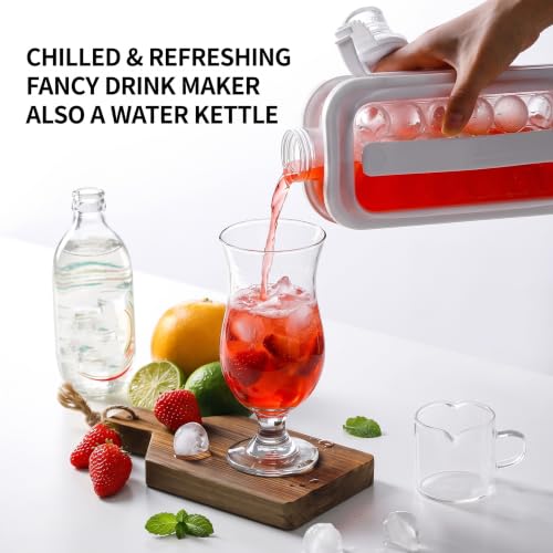 Portable Silicone Ice Ball Maker Kettle, 2-In-1 Flat Collapsible Sphere Cube Mold & Drink Flask with Lid, Spherical Storage Cup, Kitchen Popsicle Gadget for Home & Travel, 17/19 Grid (Pink 19 Grid) - Image 5