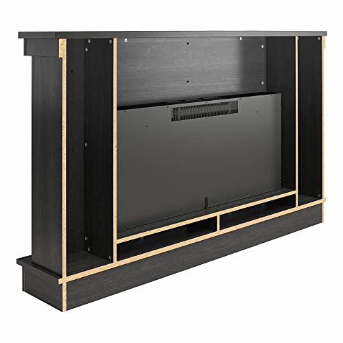 Ameriwood Home Elmcroft Wide Mantel With Linear Electric Fireplace, Black Oak #TOP4